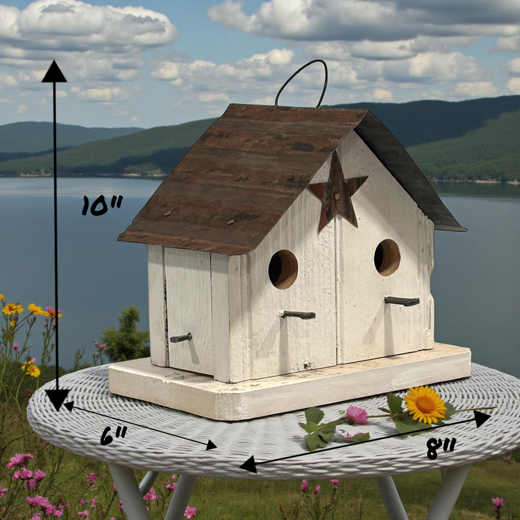 Handmade Wooden Rustic Birdhouse for Outdoor/Indoor Decor-The Shed