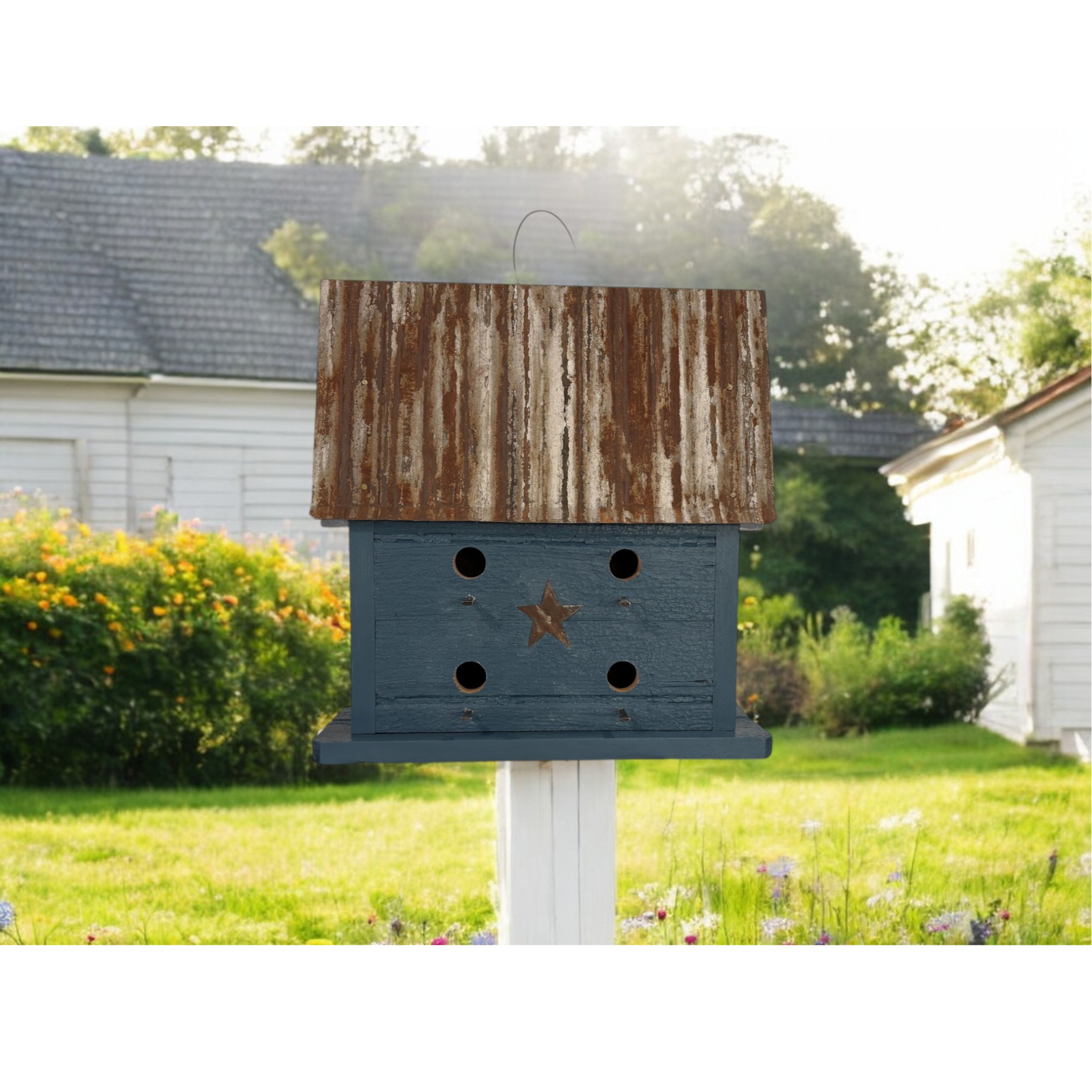 Rustic Primitive Wooden Handmade Birdhouse for Outdoors/ The Cloister