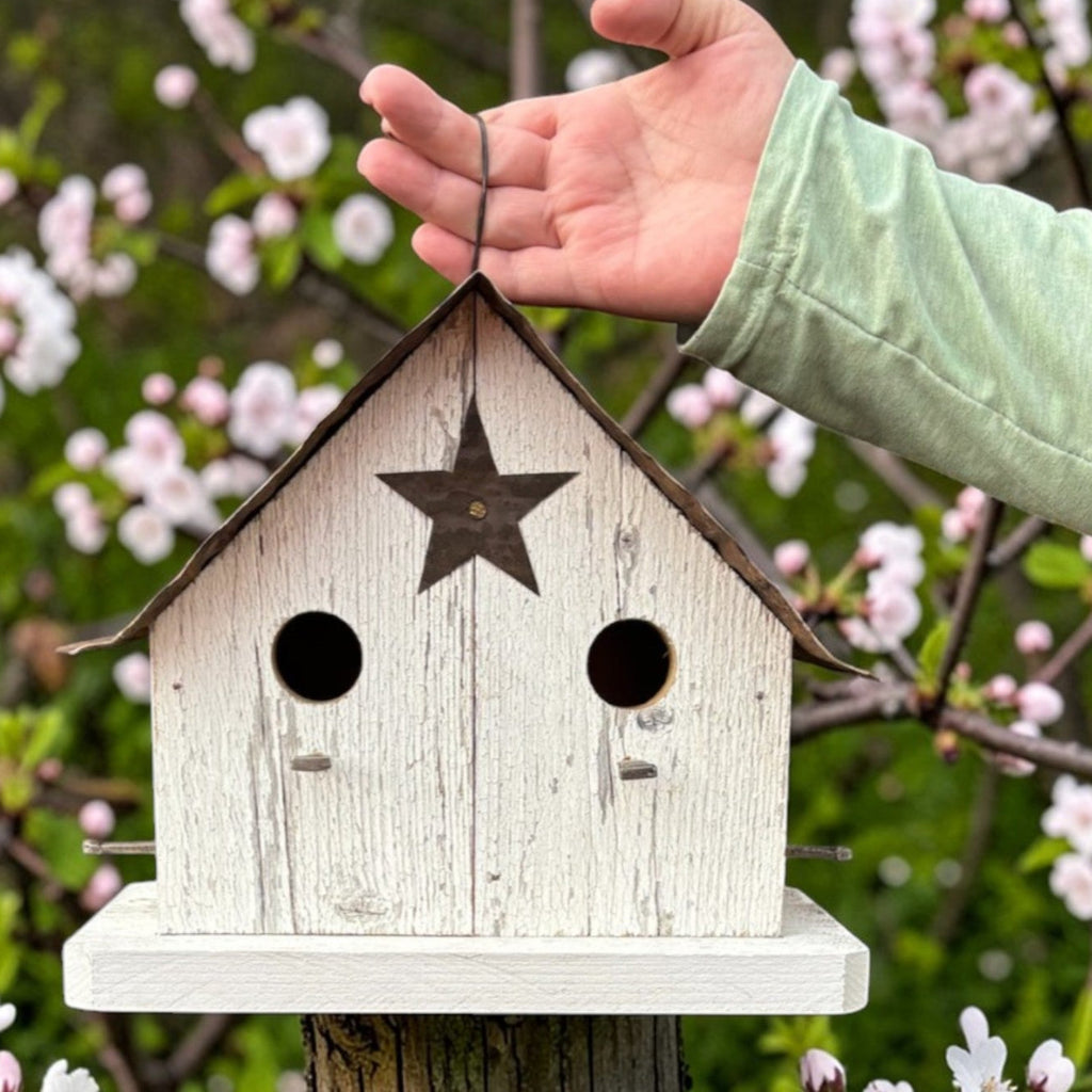 Handmade Wooden Rustic Birdhouse for Outdoor/Indoor Decor-The Shed
