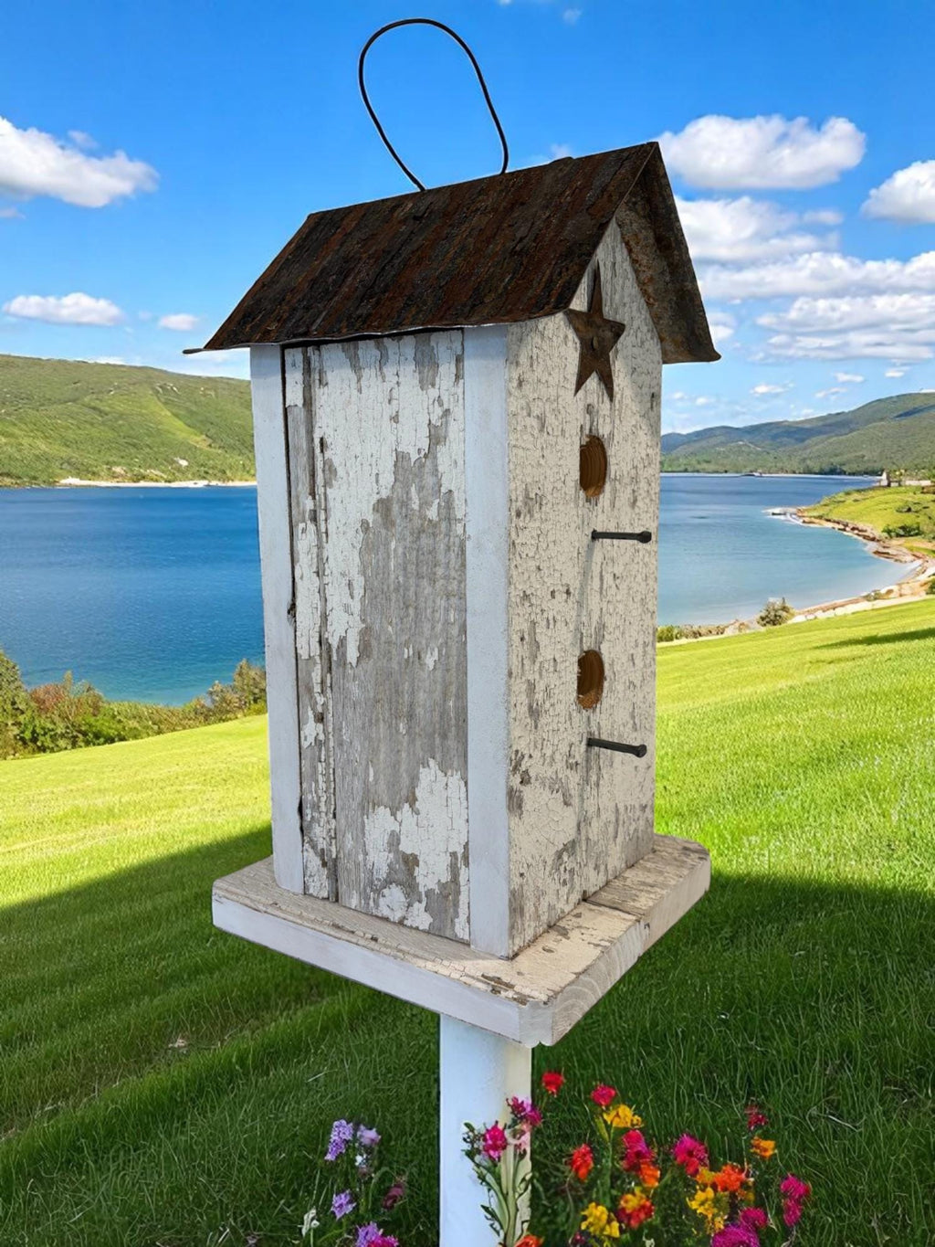 Handmade Vertical Wooden Birdhouse – Rustic Farmhouse Garden Decor