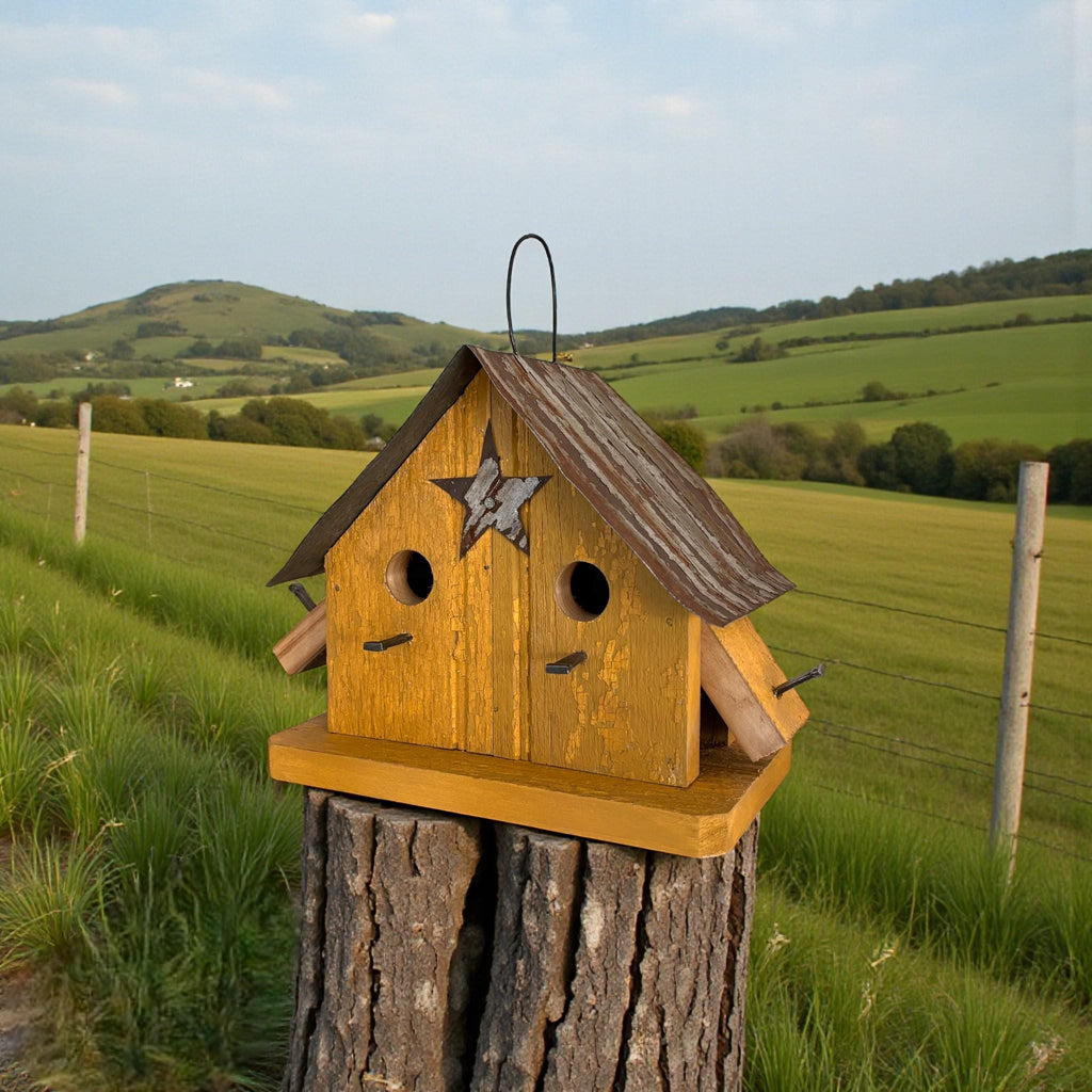 Handmade Wooden Rustic Birdhouse for Outdoor/Indoor Decor-The Shed