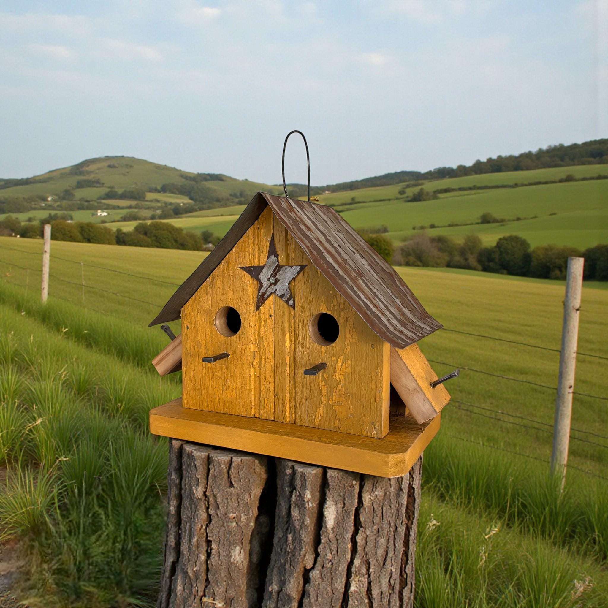Handmade Wooden Rustic Birdhouse for Outdoor/Indoor Decor-The Shed
