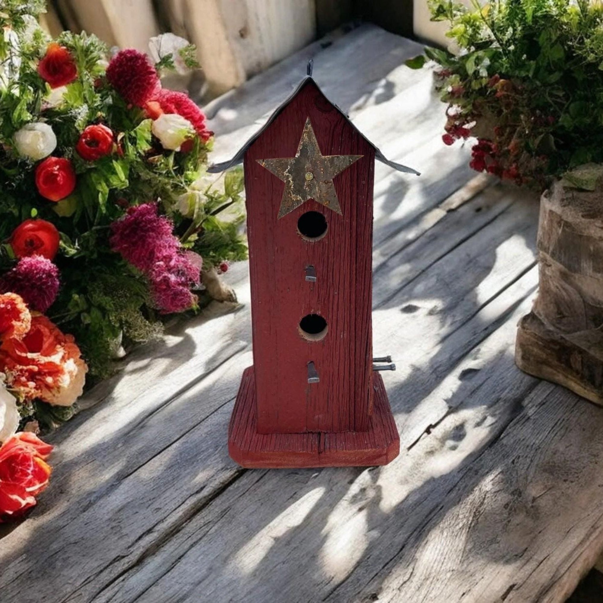 Primitive Wooden Handmade Birdhouse for Indoor/Outdoor Decor/ The Townhome
