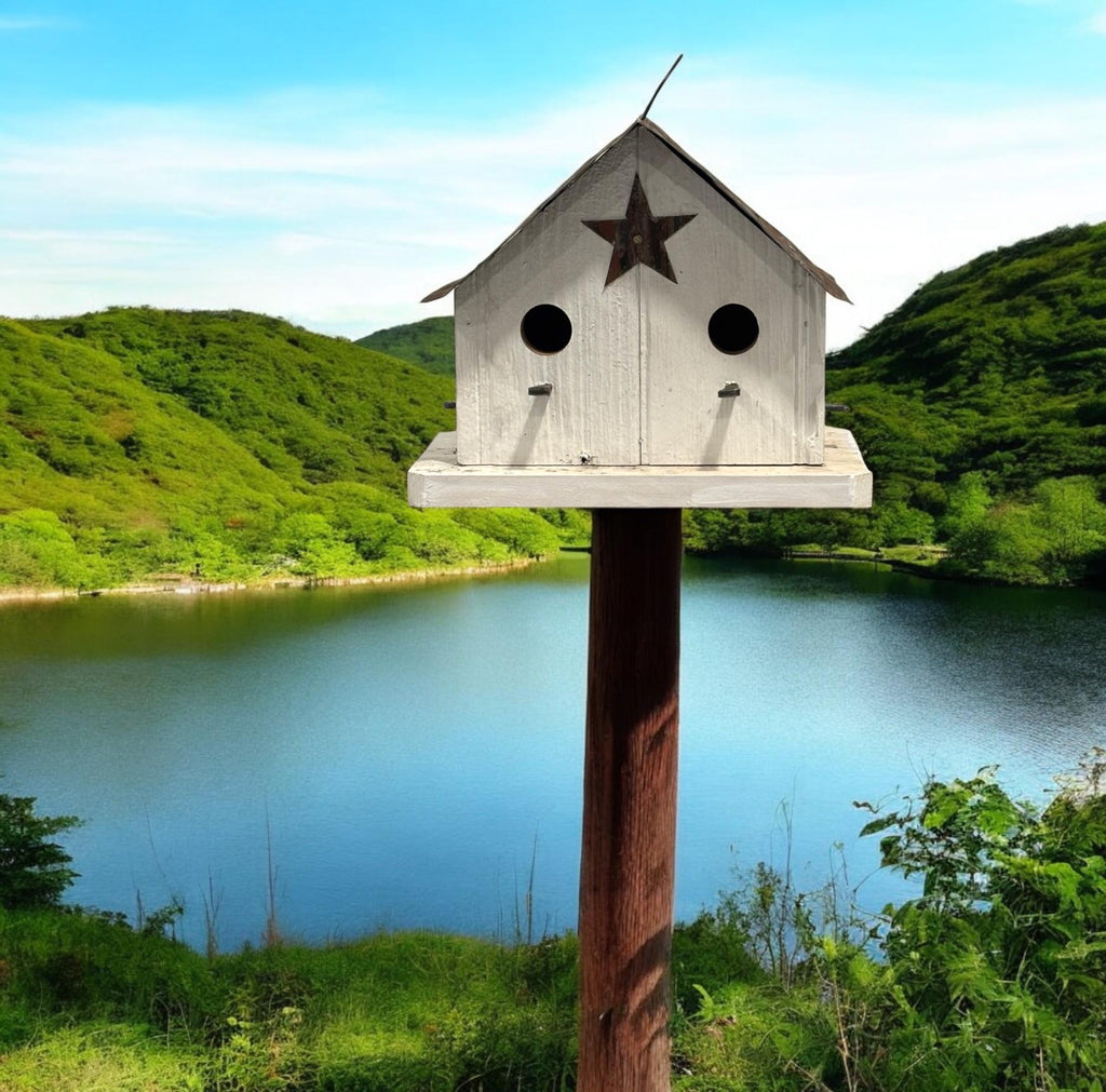 Handmade Wooden Rustic Birdhouse for Outdoor/Indoor Decor-The Shed
