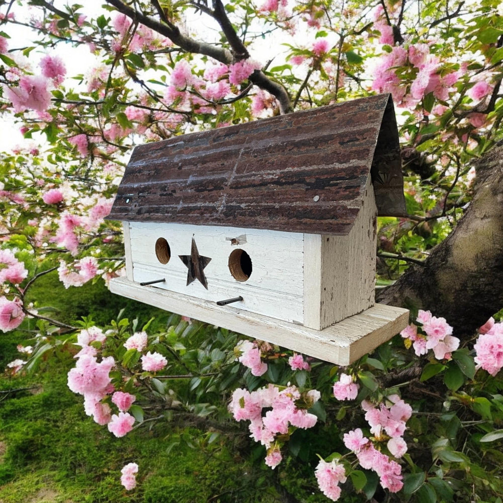Rustic Handmade Barnwood Birdhouse/The Duplex