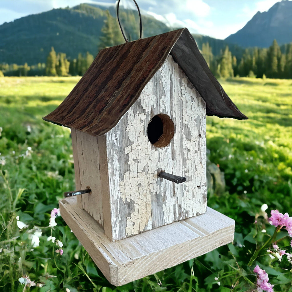 Small Handmade Reclaimed Wooden Wren Birdhouse/The Baby