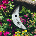 Rustic Crescent Moon Birdhouse | Handmade Reclaimed Barn Wood & Tin Birdhouse | Primitive Farmhouse Garden Décor