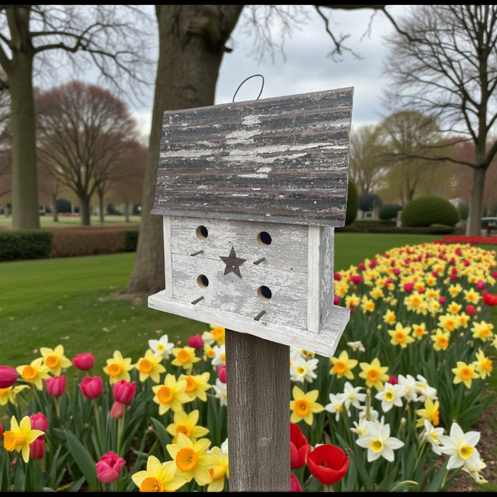 Rustic Primitive Wooden Handmade Birdhouse for Outdoors/ The Cloister