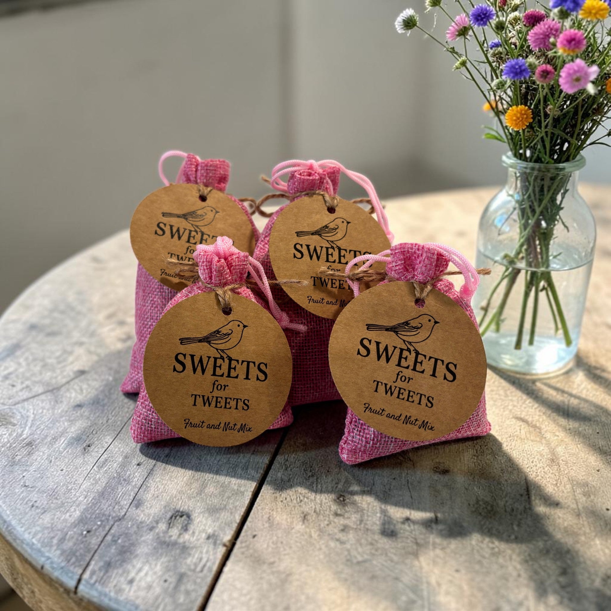 Fruit & Nut Birdseed Mix Gift | Rustic Burlap Bag | Bird Lover Gift | Feeder Add-On or Wedding Favor