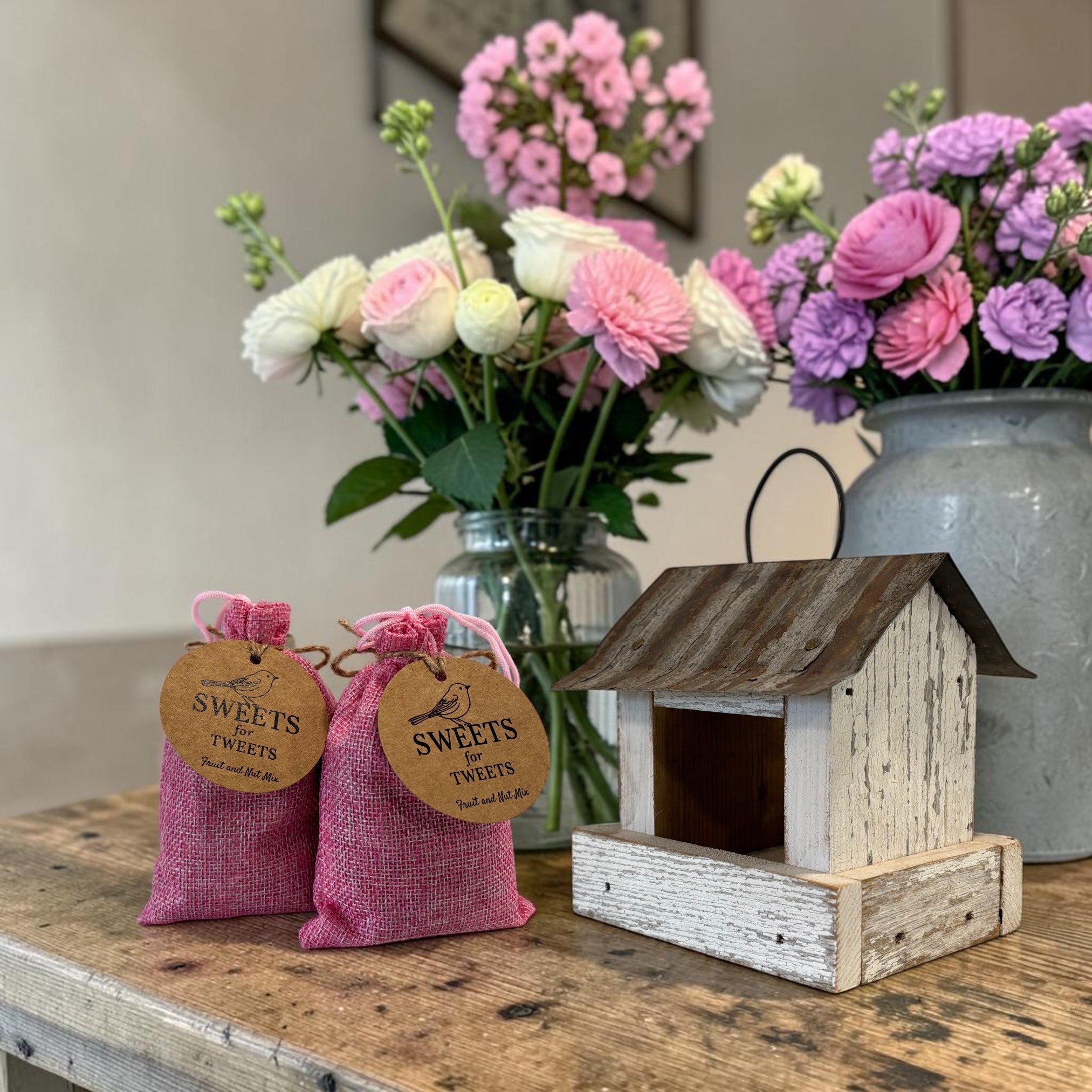 Fruit & Nut Birdseed Mix Gift | Rustic Burlap Bag | Bird Lover Gift | Feeder Add-On or Wedding Favor