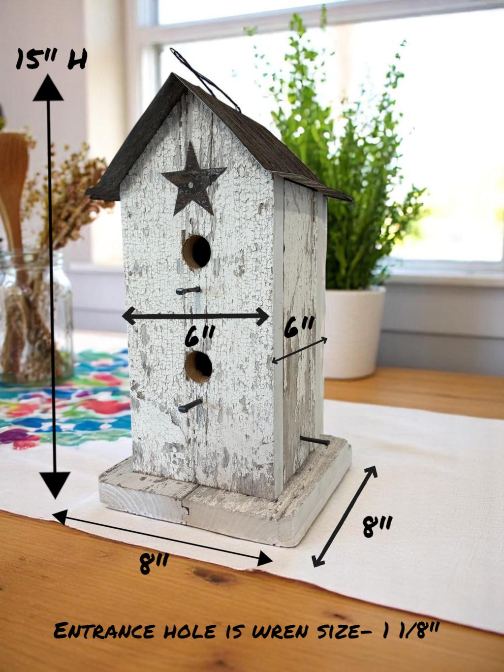 Handmade Vertical Wooden Birdhouse – Rustic Farmhouse Garden Decor
