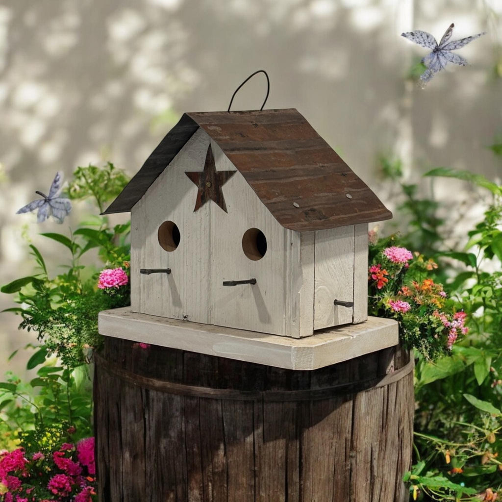 Handmade Wooden Rustic Birdhouse for Outdoor/Indoor Decor-The Shed