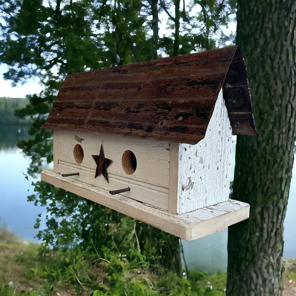 Rustic Handmade Barnwood Birdhouse/The Duplex