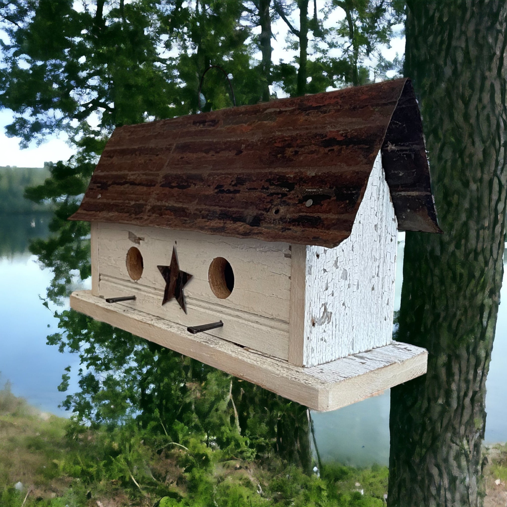 Rustic Handmade Barnwood Birdhouse/The Duplex