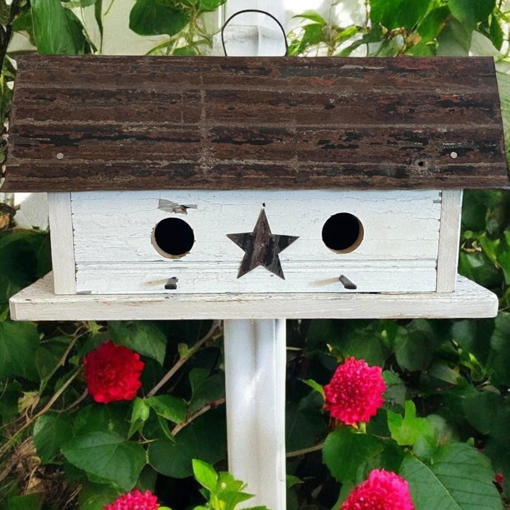 Rustic Handmade Barnwood Birdhouse/The Duplex