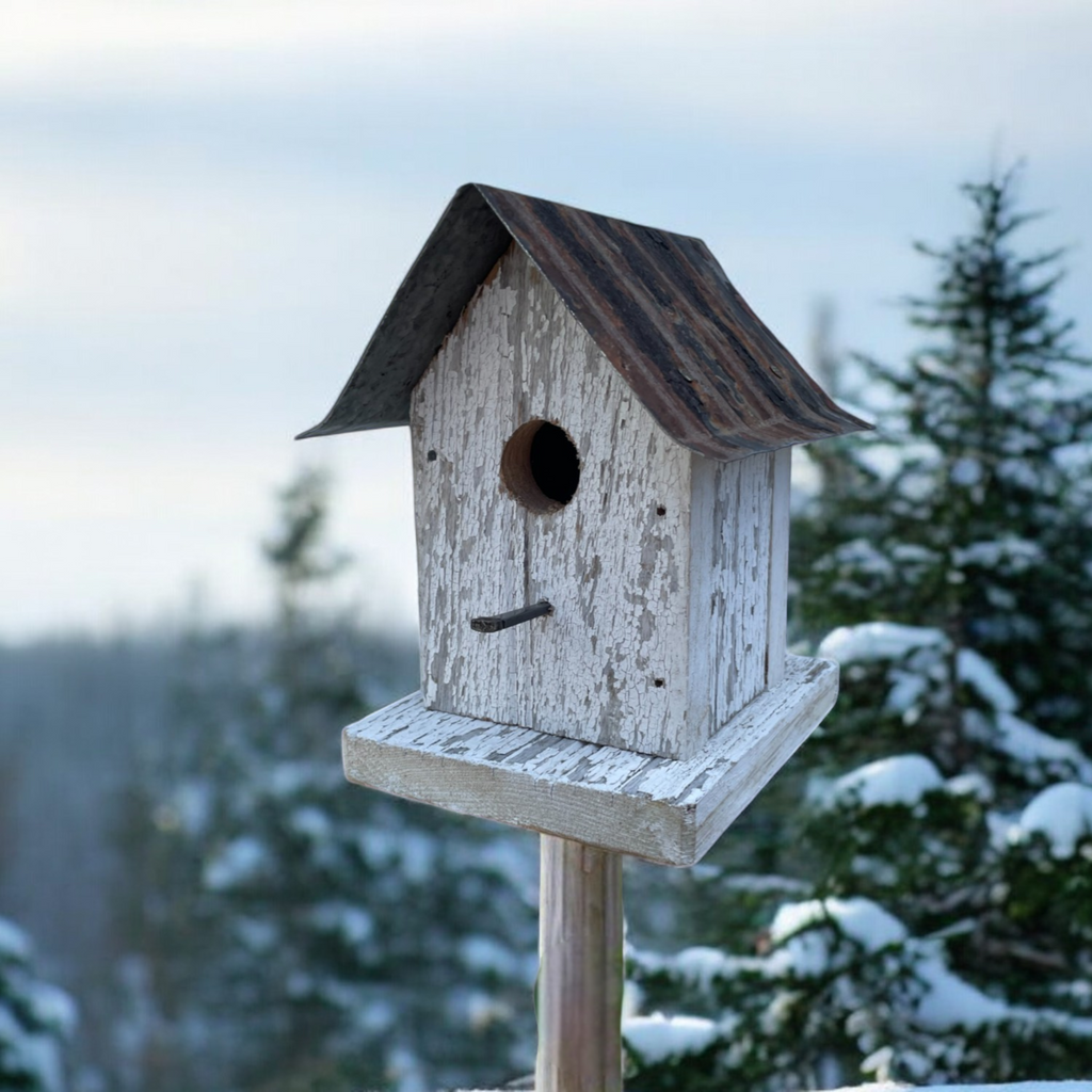 Small Handmade Reclaimed Wooden Wren Birdhouse/The Baby
