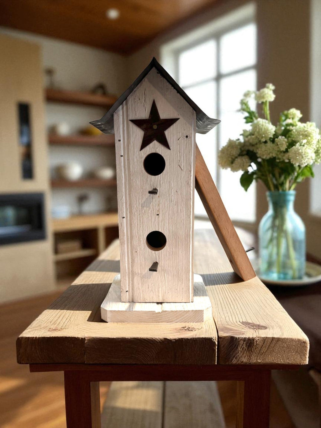 Primitive Wooden Handmade Birdhouse for Indoor/Outdoor Decor/ The Townhome